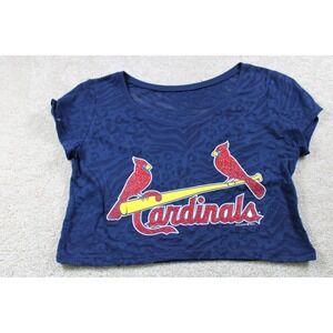 St Louis Cardinals Shirt Womens Small Crop Top Glitter Animal Print Baseball Tee